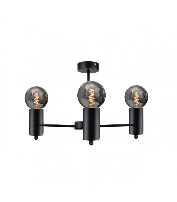 Arde Multi Arm Semi Flush Ceiling Light Black, 60cm, 3x E27