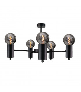 Arde Multi Arm Semi Flush Ceiling Light Black, 60cm, 5x E27