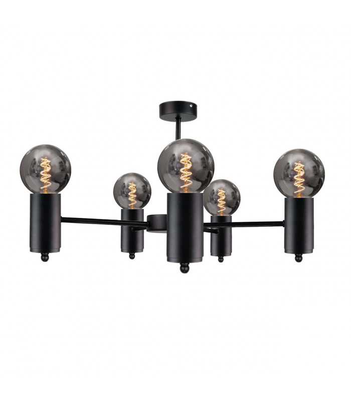 Arde Multi Arm Semi Flush Ceiling Light Black, 60cm, 5x E27