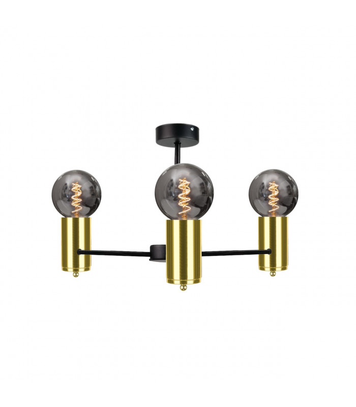 Arde Multi Arm Semi Flush Ceiling Light Black, Gold, 60cm, 3x E27