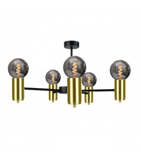 Arde Multi Arm Semi Flush Ceiling Light Black, Gold, 60cm, 5x E27