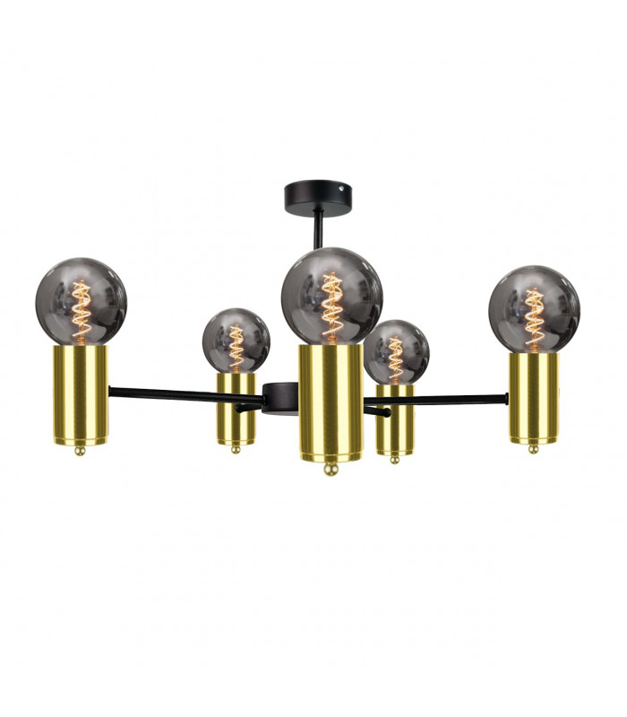 Arde Multi Arm Semi Flush Ceiling Light Black, Gold, 60cm, 5x E27