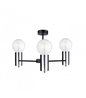 Arde Multi Arm Semi Flush Ceiling Light Black, Silver, 60cm, 3x E27