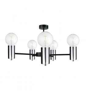 Arde Multi Arm Semi Flush Ceiling Light Black, Silver, 60cm, 5x E27