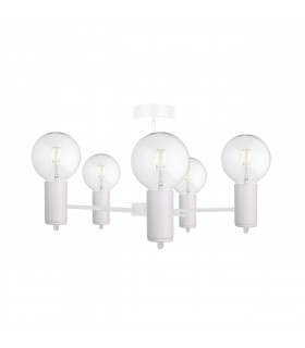 Arde Multi Arm Semi Flush Ceiling Light White, 60cm, 5x E27