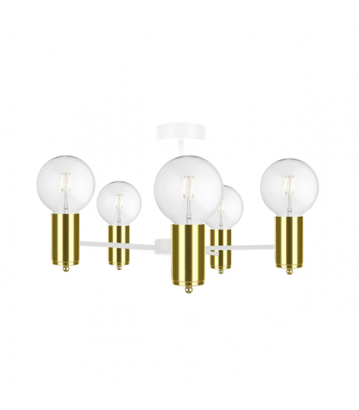 Arde Multi Arm Semi Flush Ceiling Light White, Gold, 60cm, 5x E27