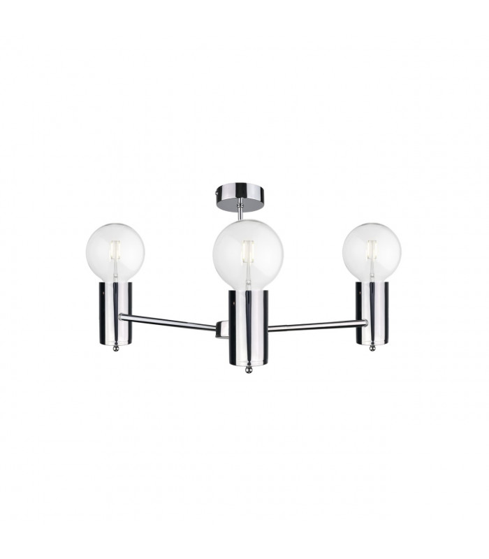 Arde Multi Arm Semi Flush Ceiling Light Silver, 60cm, 3x E27