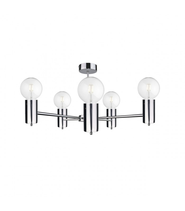 Arde Multi Arm Semi Flush Ceiling Light Silver, 60cm, 5x E27