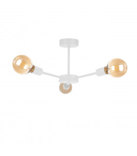 Sun Multi Arm Semi Flush Ceiling Light White, 40cm, 3x E27
