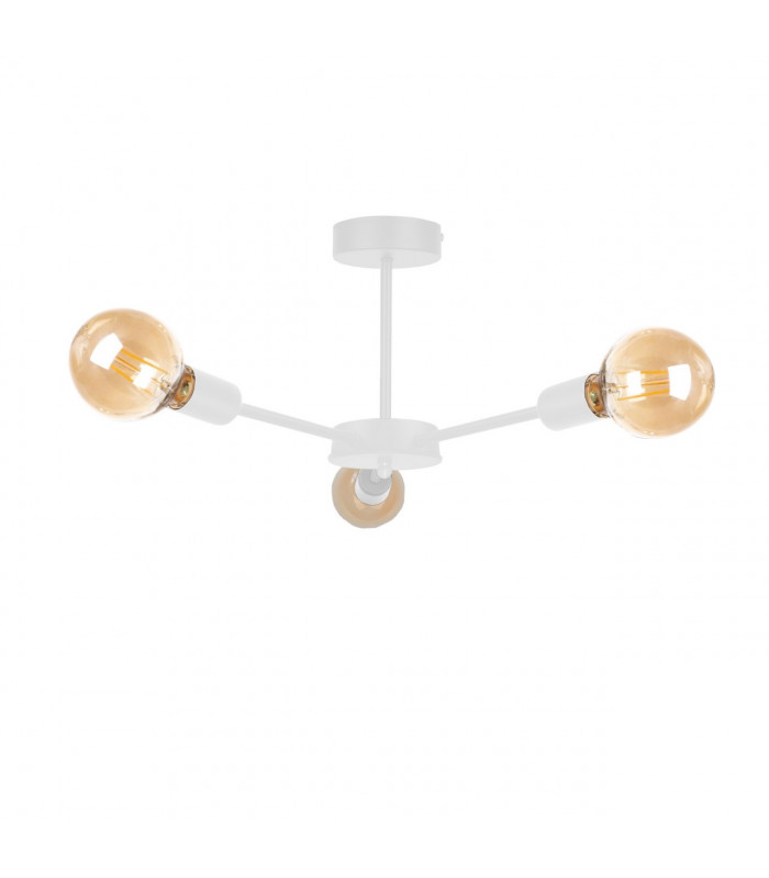 Sun Multi Arm Semi Flush Ceiling Light White, 40cm, 3x E27