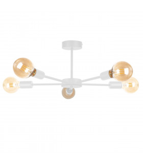 Sun Multi Arm Semi Flush Ceiling Light White, 48cm, 5x E27