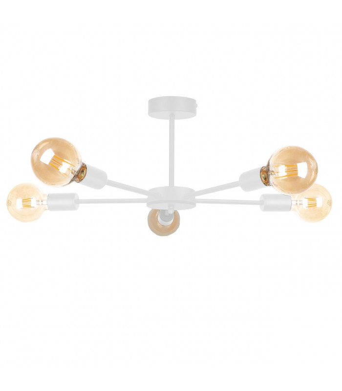 Sun Multi Arm Semi Flush Ceiling Light White, 48cm, 5x E27