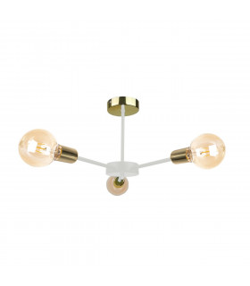 Sun Multi Arm Semi Flush Ceiling Light White, Gold, 40cm, 3x E27