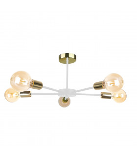Sun Multi Arm Semi Flush Ceiling Light White, Gold, 48cm, 5x E27