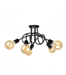 Rumba Multi Arm Semi Flush Ceiling Light Black, 50cm, 5x E27