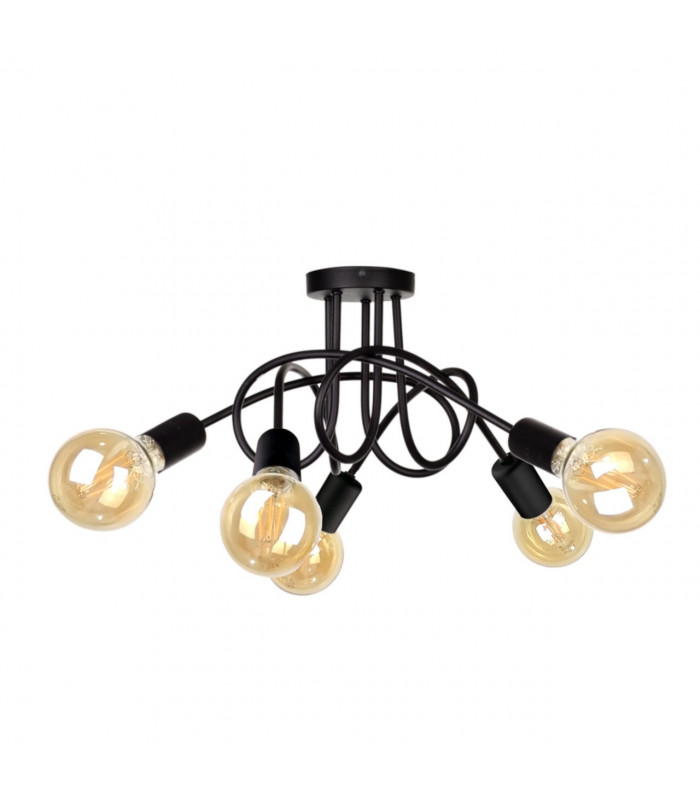 Rumba Multi Arm Semi Flush Ceiling Light Black, 50cm, 5x E27