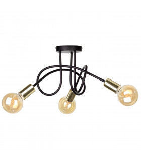 Rumba Multi Arm Semi Flush Ceiling Light Black, Gold, 50cm, 3x E27