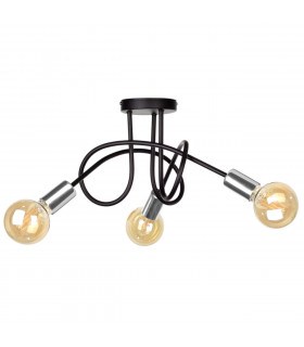 Rumba Multi Arm Semi Flush Ceiling Light Black, Silver, 50cm, 3x E27