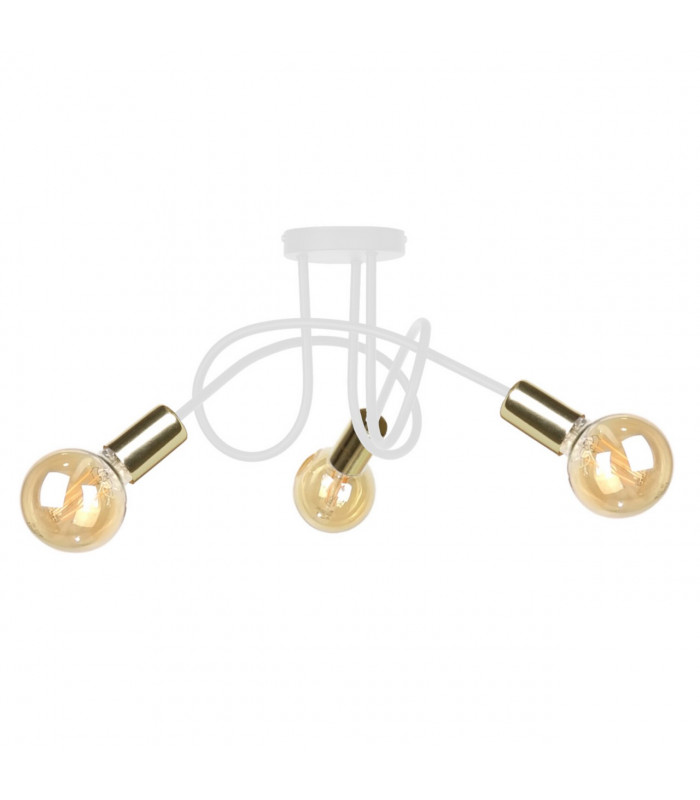 Rumba Multi Arm Semi Flush Ceiling Light White, Gold, 50cm, 3x E27