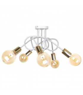 Rumba Multi Arm Semi Flush Ceiling Light White, Gold, 50cm, 5x E27