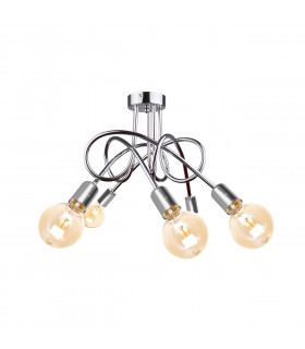 Rumba Multi Arm Semi Flush Ceiling Light Silver, 50cm, 5x E27