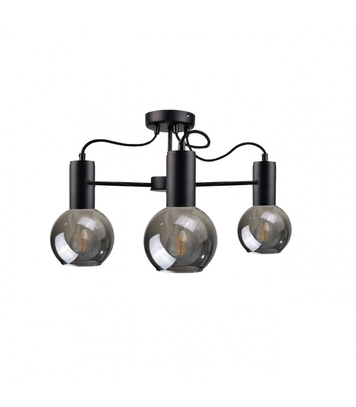 Liv Multi Arm Semi Flush Ceiling Light Black, 60cm, 3x E27