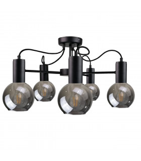 Liv Multi Arm Semi Flush Ceiling Light Black, 60cm, 5x E27