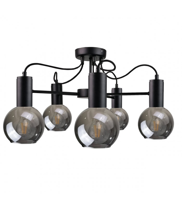 Liv Multi Arm Semi Flush Ceiling Light Black, 60cm, 5x E27