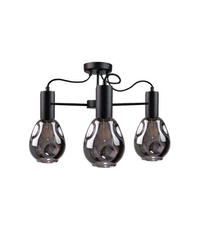 Kari Multi Arm Semi Flush Ceiling Light Black, 60cm, 3x E27