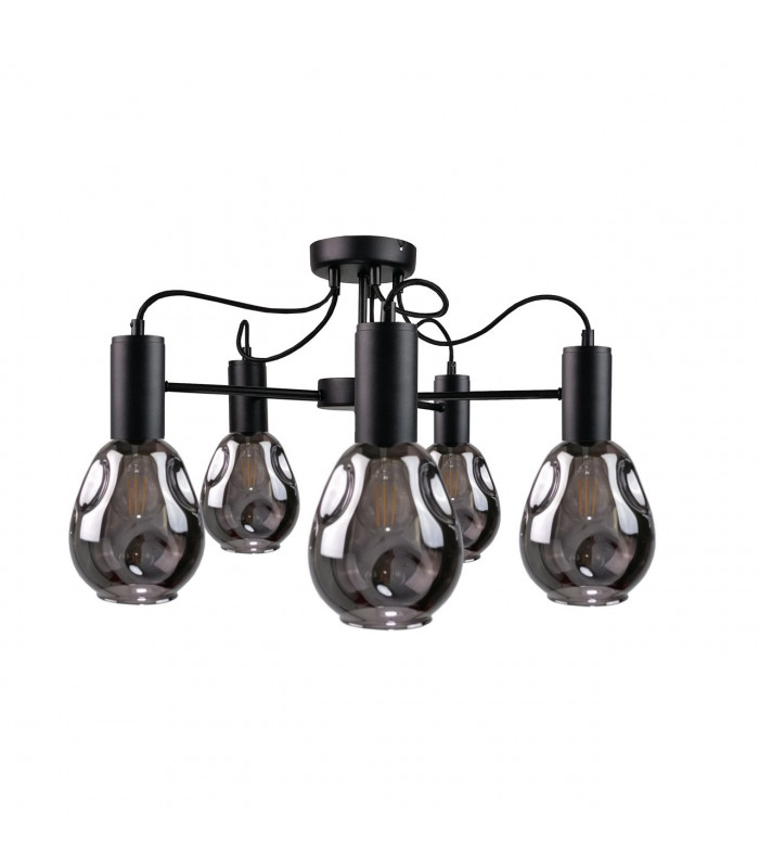 Kari Multi Arm Semi Flush Ceiling Light Black, 60cm, 5x E27
