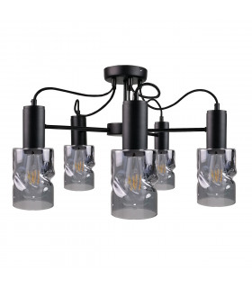 Inger Multi Arm Semi Flush Ceiling Light Black, 60cm, 5x E27