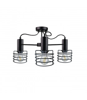 Rune Multi Arm Semi Flush Ceiling Light Black, 60cm, 3x E27