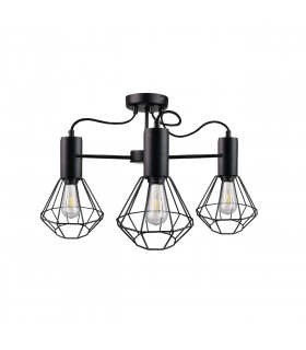 Lars Multi Arm Semi Flush Ceiling Light Black, 60cm, 3x E27