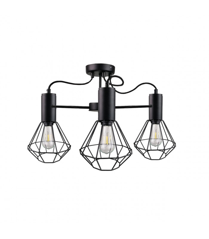 Lars Multi Arm Semi Flush Ceiling Light Black, 60cm, 3x E27