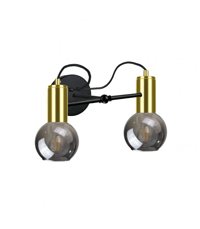 Liv Wall Lamp Black, Gold, 25cm, 2x E27