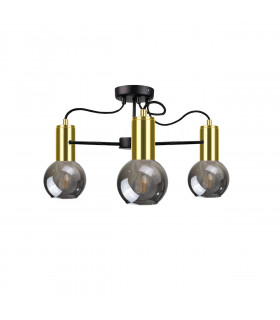Liv Multi Arm Semi Flush Ceiling Light Black, Gold, 60cm, 3x E27