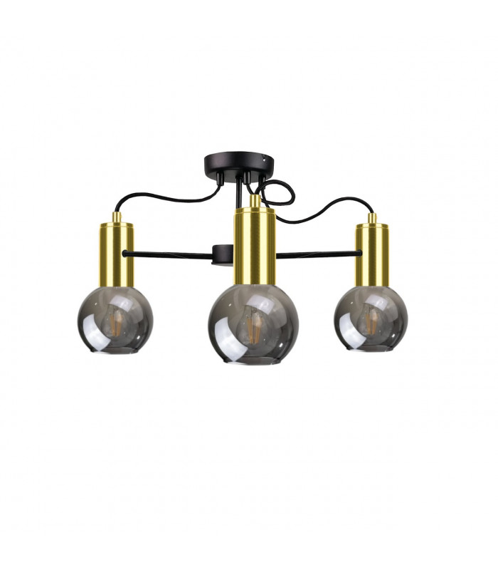 Liv Multi Arm Semi Flush Ceiling Light Black, Gold, 60cm, 3x E27