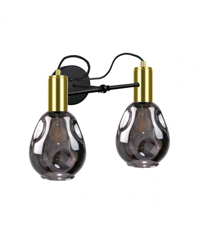 Kari Wall Lamp Black, Gold, 25cm, 2x E27