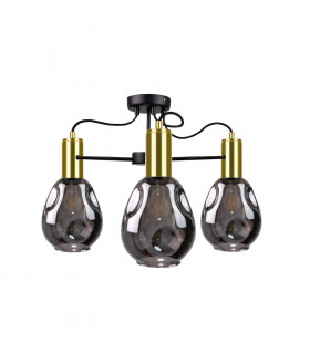 Kari Multi Arm Semi Flush Ceiling Light Black, Gold, 60cm, 3x E27