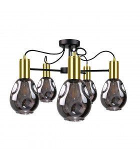 Kari Multi Arm Semi Flush Ceiling Light Black, Gold, 60cm, 5x E27