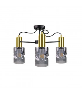 Inger Multi Arm Semi Flush Ceiling Light Black, Gold, 60cm, 3x E27