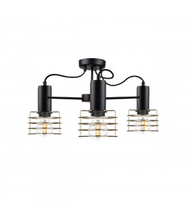 Rune Multi Arm Semi Flush Ceiling Light Black, 60cm, 3x E27