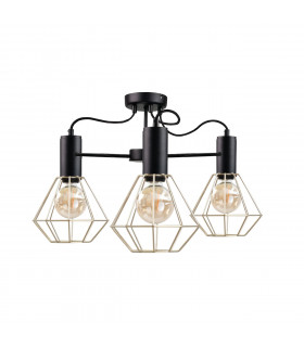Lars Multi Arm Semi Flush Ceiling Light Black, 60cm, 3x E27