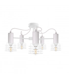 Rune Multi Arm Semi Flush Ceiling Light White, 60cm, 5x E27