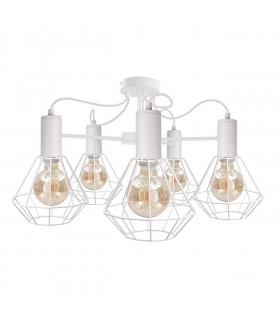 Lars Multi Arm Semi Flush Ceiling Light White, 60cm, 5x E27