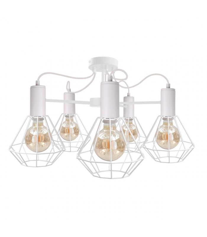 Lars Multi Arm Semi Flush Ceiling Light White, 60cm, 5x E27