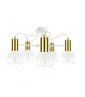 Arne Multi Arm Semi Flush Ceiling Light White, Gold, 60cm, 5x E27