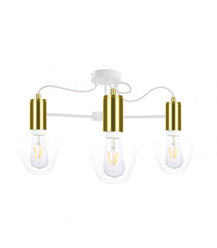 Maya Multi Arm Semi Flush Ceiling Light White, Gold, 60cm, 3x E27