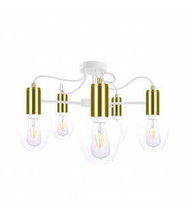 Maya Multi Arm Semi Flush Ceiling Light White, Gold, 60cm, 5x E27