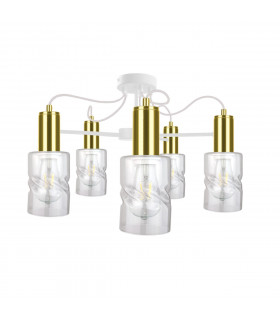 Inger Multi Arm Semi Flush Ceiling Light White, Gold, 60cm, 5x E27